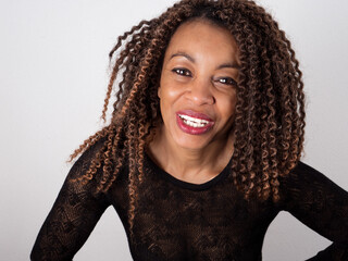 African American woman looking happy and confident
