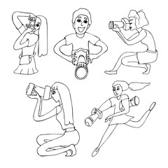 Photography life. Woman and man photographer. Illustration of photography.