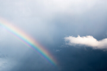 Beautiful rainbow in the sky after rain.