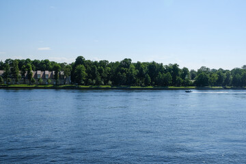 
view of the river and promenade in the city on a clear day