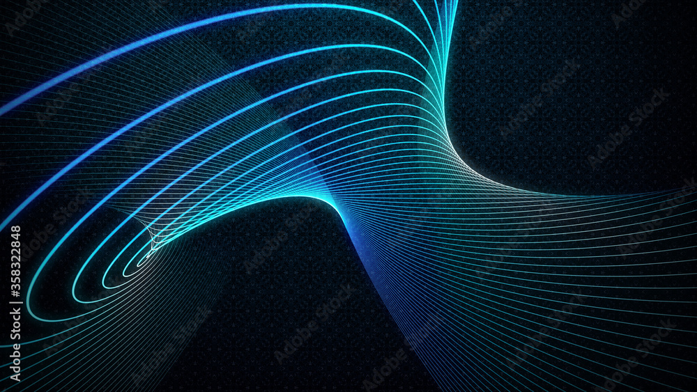 Poster abstract magic blue light spiral twisted lines with artistic pattern background