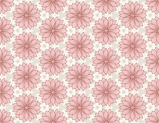 Geometric floral seamless vector pattern, Flowers and leaves botanical garden background texture.