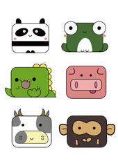 Vector Cartoon  Animals Icon Isolated On White Background