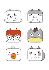 Vector Cartoon  Animals Icon Isolated On White Background