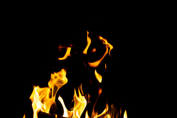 bright fire of barbecue on a black background