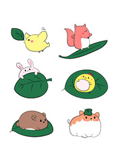 Vector Cartoon  Animals Icon Isolated On White Background