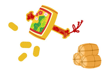 正月飾り：打ち出の小づちのベクターイラスト