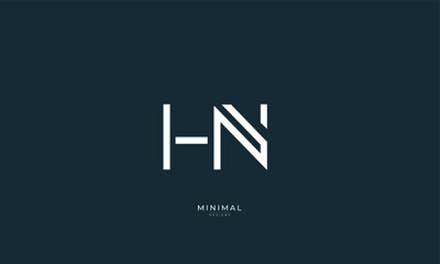 Fototapeta premium Alphabet letter icon logo HN