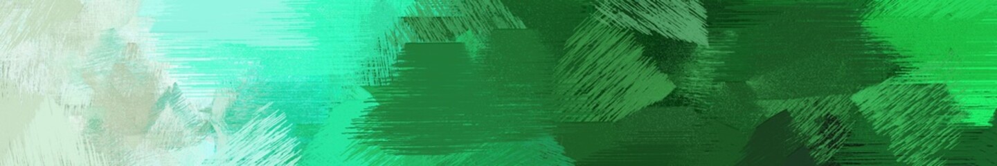 wide landscape graphic with colorful brush strokes background with powder blue, forest green and turquoise