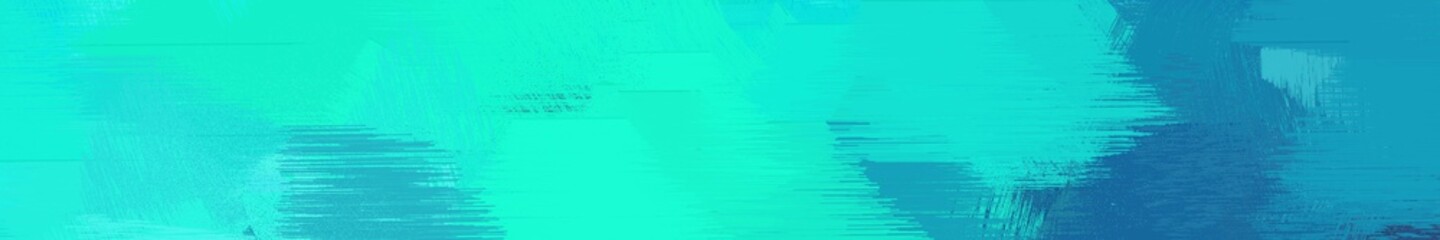 wide landscape graphic with colorful brush strokes background with bright turquoise, dark cyan and light sea green. can be used for background, canvas or poster