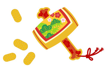 正月飾り：打ち出の小づちのベクターイラスト