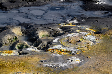 Namafjall, a high-temperature geothermal area with fumaroles and mud pots in Iceland