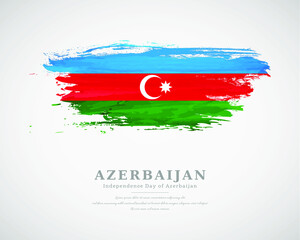 Happy independence day of Azerbaijan with artistic watercolor country flag background