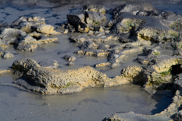 Nature of Namafjall, a high-temperature geothermal area with fumaroles and mud pots in Iceland