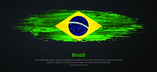 Happy independence day of Brazil with watercolor grunge brush flag background