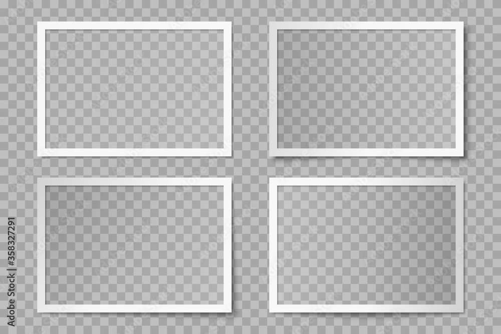 Poster Vector set of white rectangle photo card frames