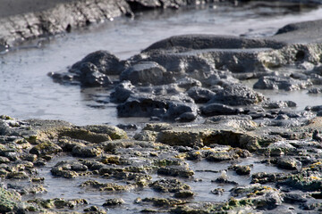 Nature of Namafjall, a high-temperature geothermal area with fumaroles and mud pots in Iceland