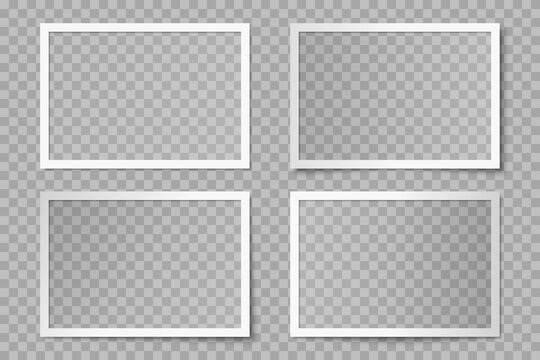 Vector set of white rectangle photo card frames