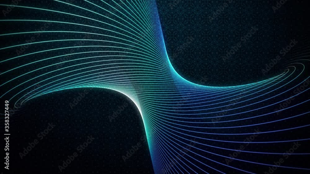 Poster beautiful abstract blue light spiral twisted lines with artistic pattern background and isolated bla