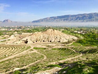 Fototapeta na wymiar Takht e rostam one of the Aybak city from Afghanistan places see this mountain before was a market on on the 5th