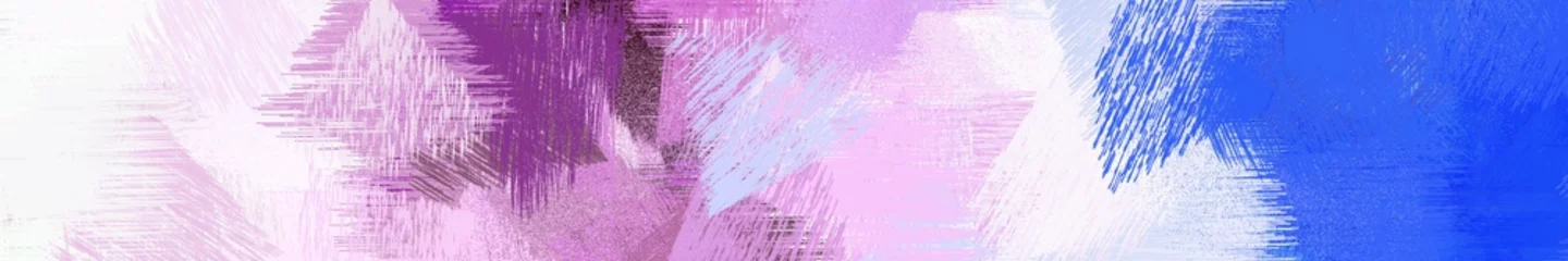 Fotobehang Purper wide landscape graphic with modern brush strokes background with royal blue, lavender and antique fuchsia  © Eigens