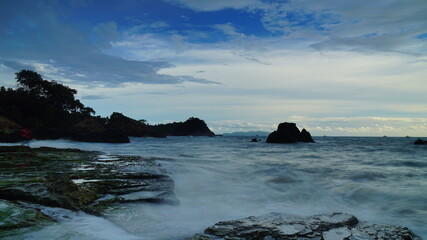 The sunset at marina beach in Lampung province Indonesia