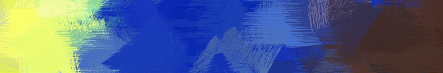 wide landscape graphic with abstract brush strokes background with strong blue, very dark violet and khaki. can be used for wallpaper, cards, poster or banner
