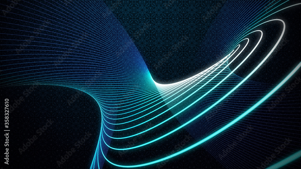 Poster wonderful abstract blue light spiral twisted lines with artistic pattern background