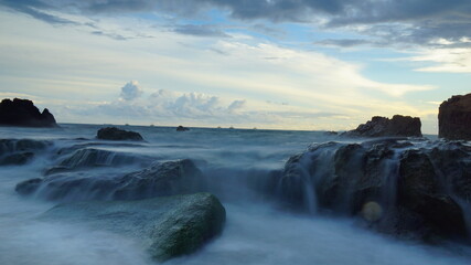 The sunset at marina beach in Lampung province Indonesia