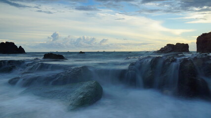 The sunset at marina beach in Lampung province Indonesia