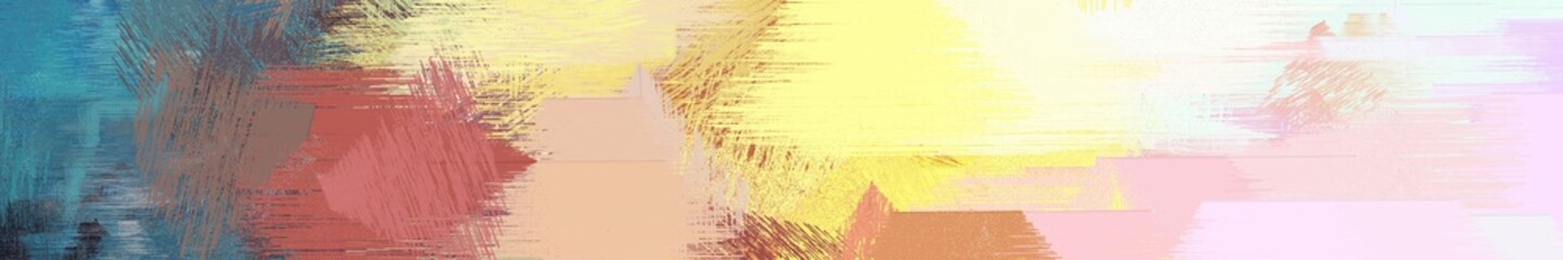 wide landscape graphic with colorful brush strokes background with bisque, teal blue and moderate red. can be used for background, canvas or poster