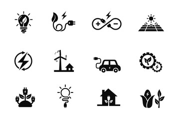 renewable energy icon set