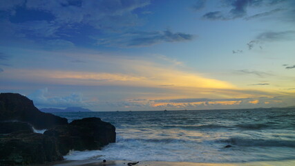 The sunset at marina beach in Lampung province Indonesia
