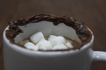 hot chocolate mug with marshmallow inside