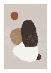 Minimal wall art poster with abstract organic shapes composition in trendy contemporary collage style