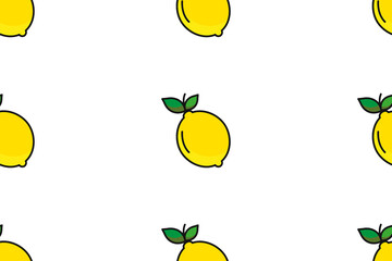 Lemon on a white background. Seamless texture.