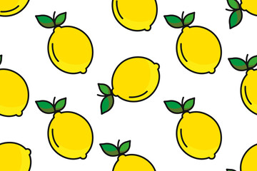 Lemon on a white background. Seamless texture.