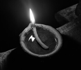 Black and white lamp lighting