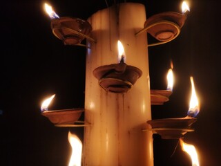 burning lamps in the temple