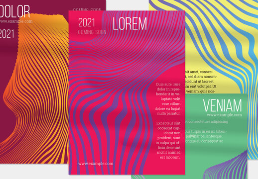 Bright Pink Orange Green Vertical Flyer Layout with Abstract Wavy Shape