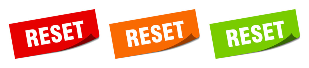 reset sticker. reset square isolated sign. reset label - obrazy, fototapety, plakaty