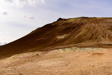 Namafjall, a high-temperature geothermal area with fumaroles and mud pots in Iceland