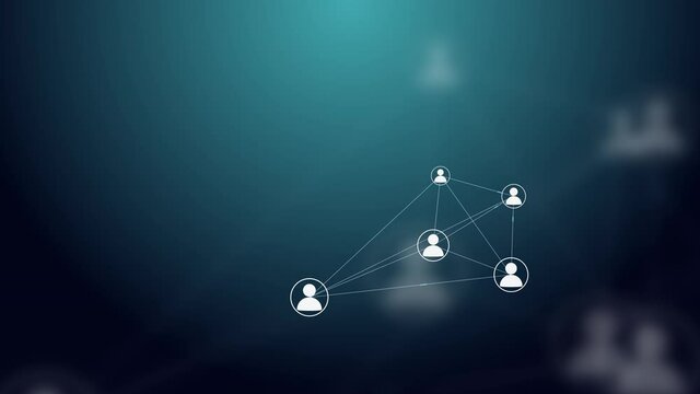 Users Connected in a Decentralized Network, P2P Technology. Concept for Peer to Peer Connections such as Cloud Computing, Storage, Smart Contracts, File Sharing.
