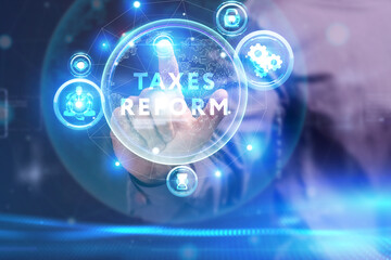 Business, Technology, Internet and network concept. Young businessman working on a virtual screen...