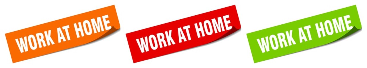 work at home sticker. work at home square isolated sign. work at home label