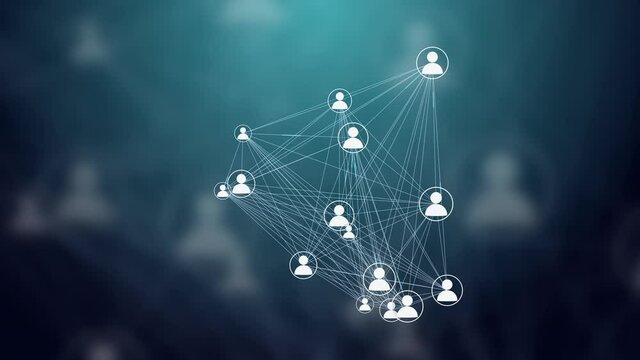 Users Connected in a Decentralized Network, P2P Technology. Concept for Peer to Peer Connections such as Cloud Computing, Storage, Smart Contracts, File Sharing.