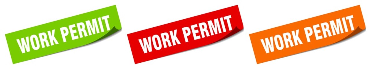 work permit sticker. work permit square isolated sign. work permit label