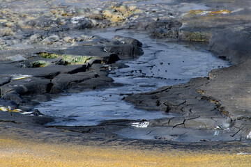 Namafjall, a high-temperature geothermal area with fumaroles and mud pots in Iceland