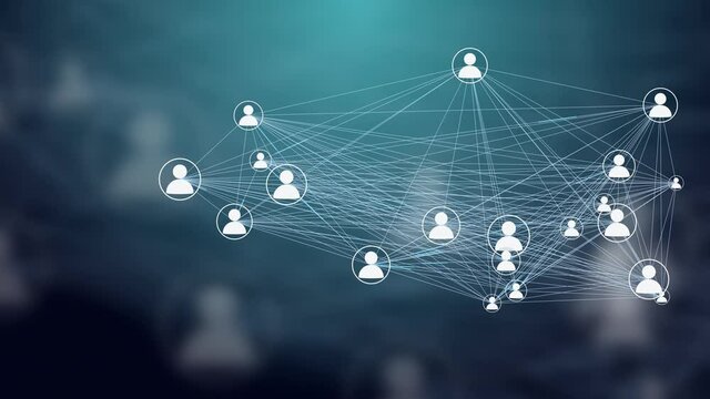 Users Connected in a Decentralized Network, P2P Technology. Concept for Peer to Peer Connections such as Cloud Computing, Storage, Smart Contracts, File Sharing.
