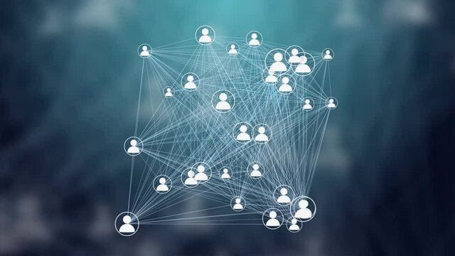 Users Connected in a Decentralized Network, P2P Technology. Concept for Peer to Peer Connections such as Cloud Computing, Storage, Smart Contracts, File Sharing.